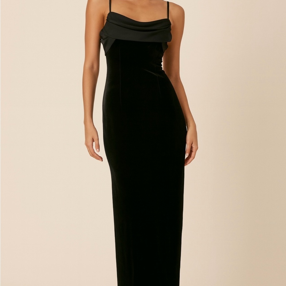 Betsy & Adam Long Dress Juniors Sz 8 (small) Black Velvet 90's Gown Formal Dark